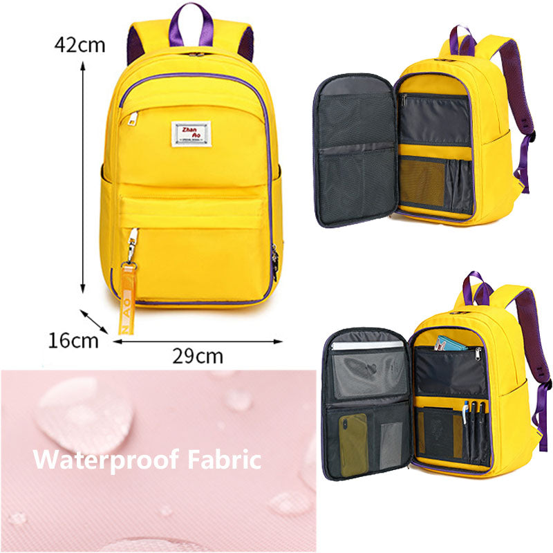 Soild Color School Bag High Capacity College Backpack Bookbag