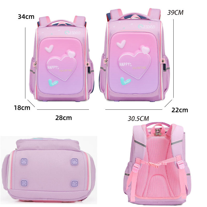 Large Capacity Backpack 3D Heart Dinosaur Children's Bookbags