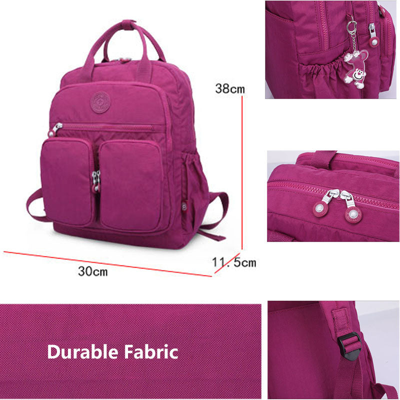 Girls Backpack Double Front Pocket Travel Bookbag Nylon Bag