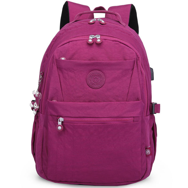 Women Backpack Multi-pocket School Bag with USB Charging Port