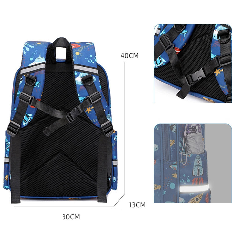 Primary School Bag Spaceship Rocket Pattern Student Backpack For Girls Boys