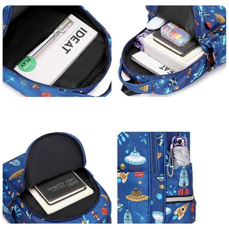 Primary School Bag Spaceship Rocket Pattern Student Backpack For Girls Boys