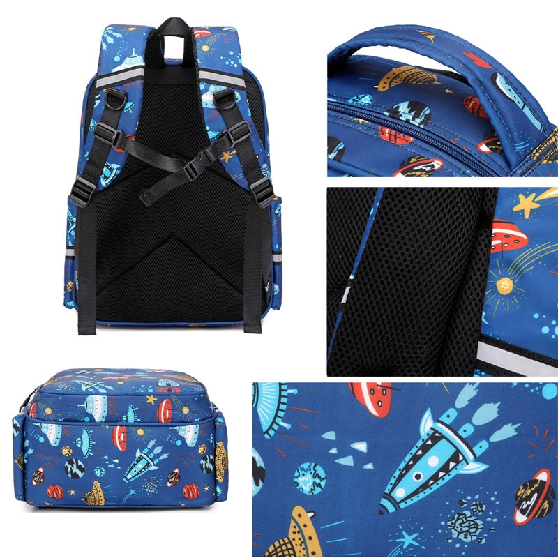 Primary School Bag Spaceship Rocket Pattern Student Backpack For Girls Boys