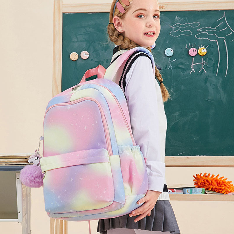 Lightweight Water Resistant Rainbow Backpacks For Teen Girls School Bookbags