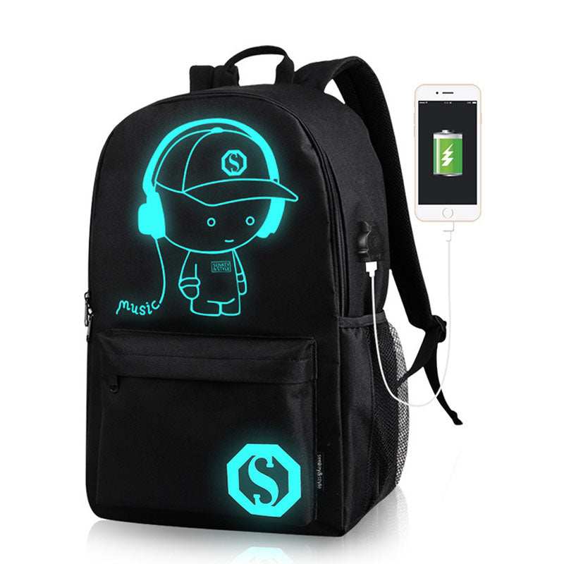 Luminous School Backpack For Teenage Boys School Bags USB Charging