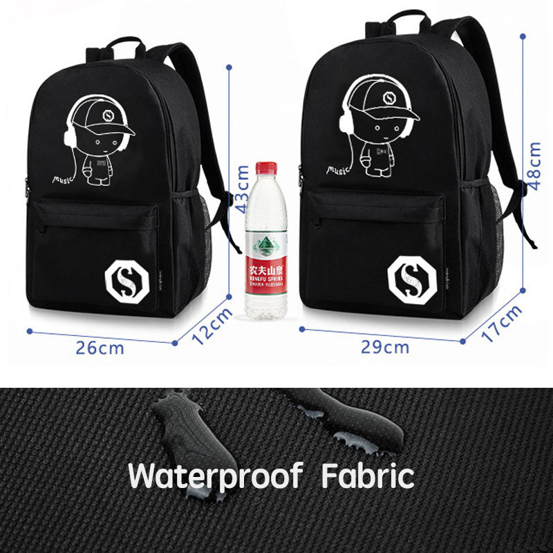 Luminous School Backpack For Teenage Boys School Bags USB Charging