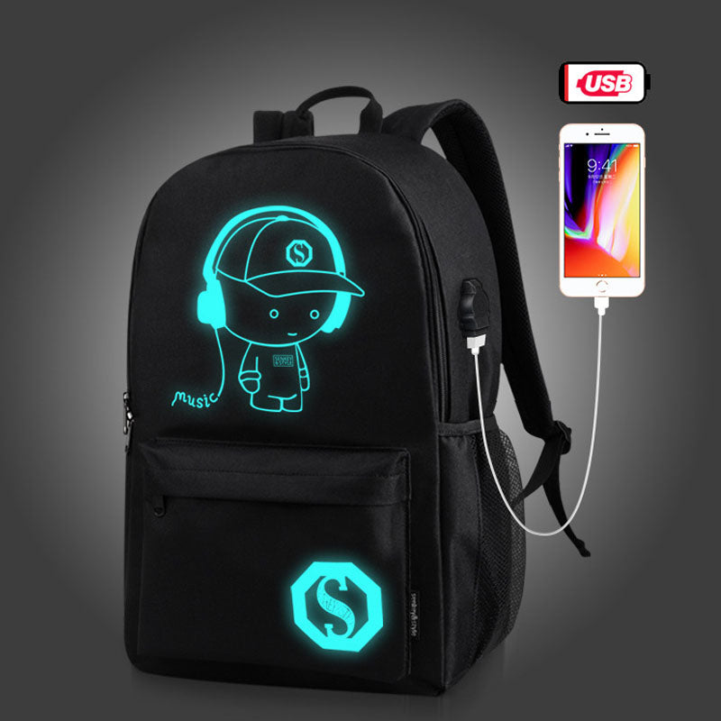 Luminous School Backpack For Teenage Boys School Bags USB Charging