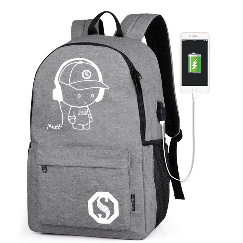 Luminous School Backpack For Teenage Boys School Bags USB Charging