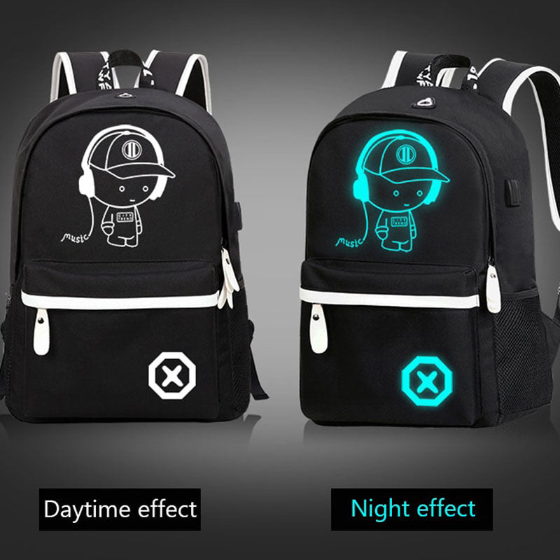 Luminous School Backpack For Teenage Boys School Bags USB Charging