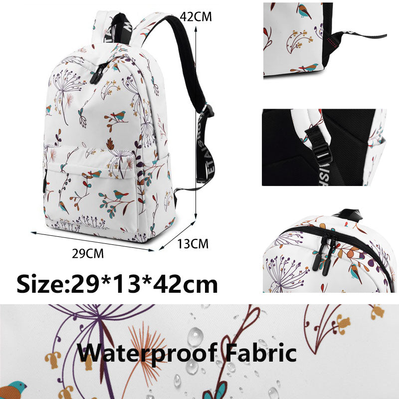 Plant Backpack Printed School Bag For Teenager Portable Large Girl's Bag