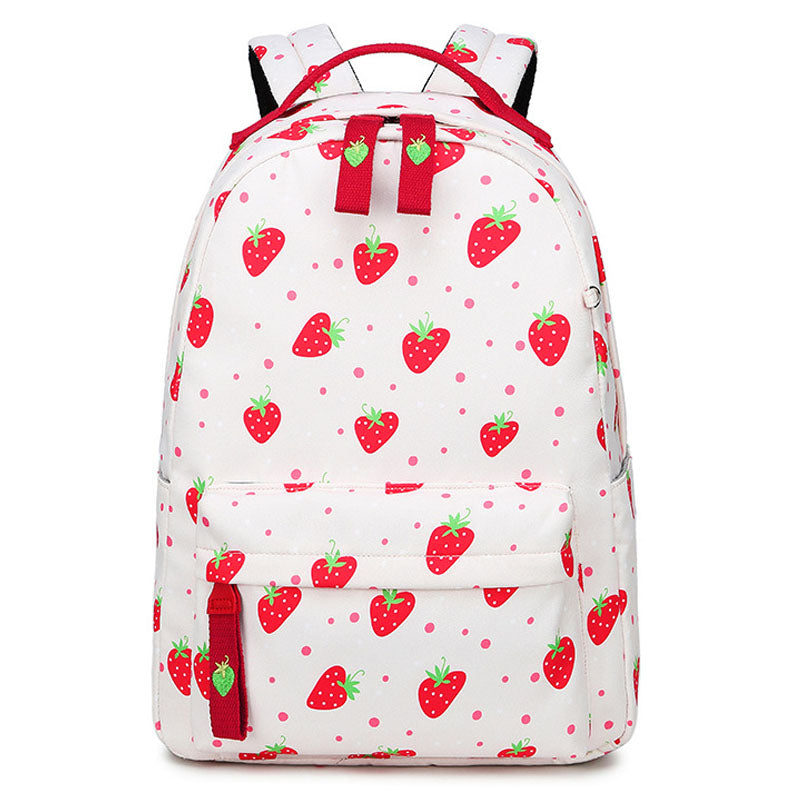 Fruit Printed Backpack Cute Girls Bookbag Middle School Leisure Bag