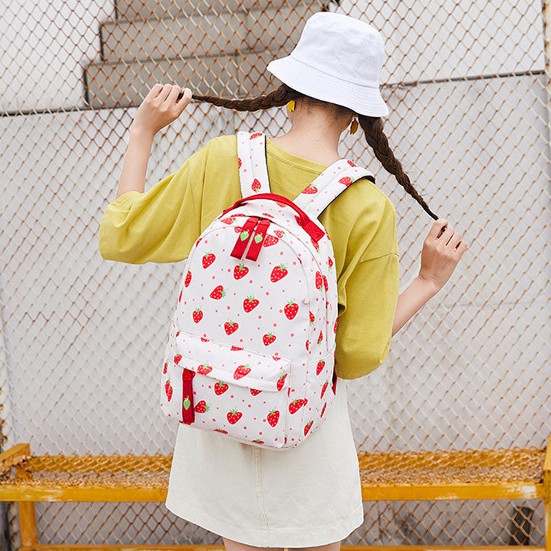 Fruit Printed Backpack Cute Girls Bookbag Middle School Leisure Bag