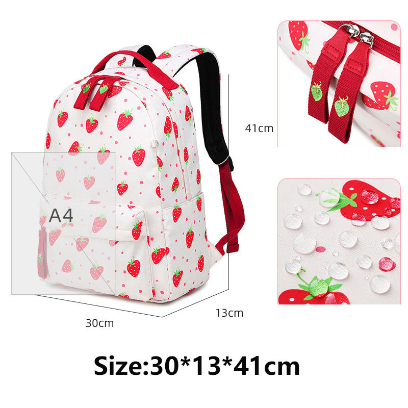 Fruit Printed Backpack Cute Girls Bookbag Middle School Leisure Bag