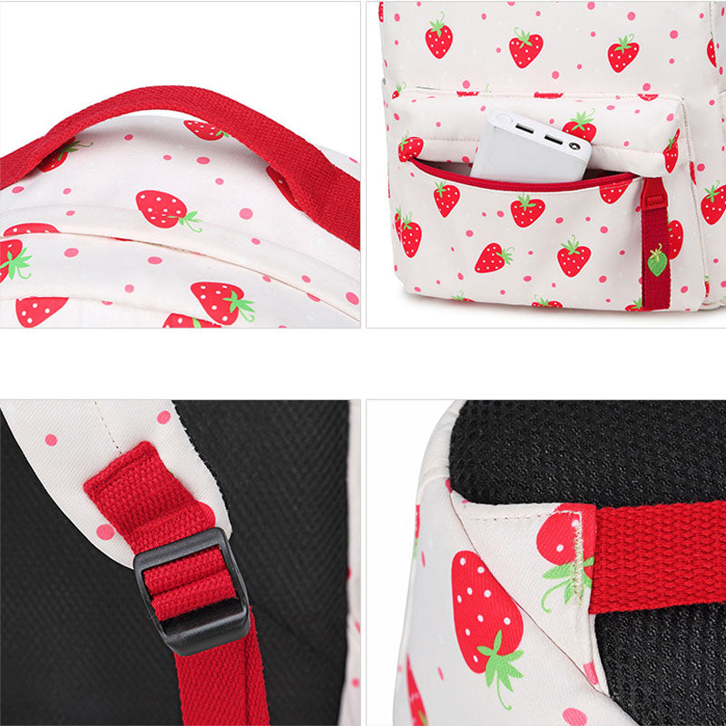 Fruit Printed Backpack Cute Girls Bookbag Middle School Leisure Bag