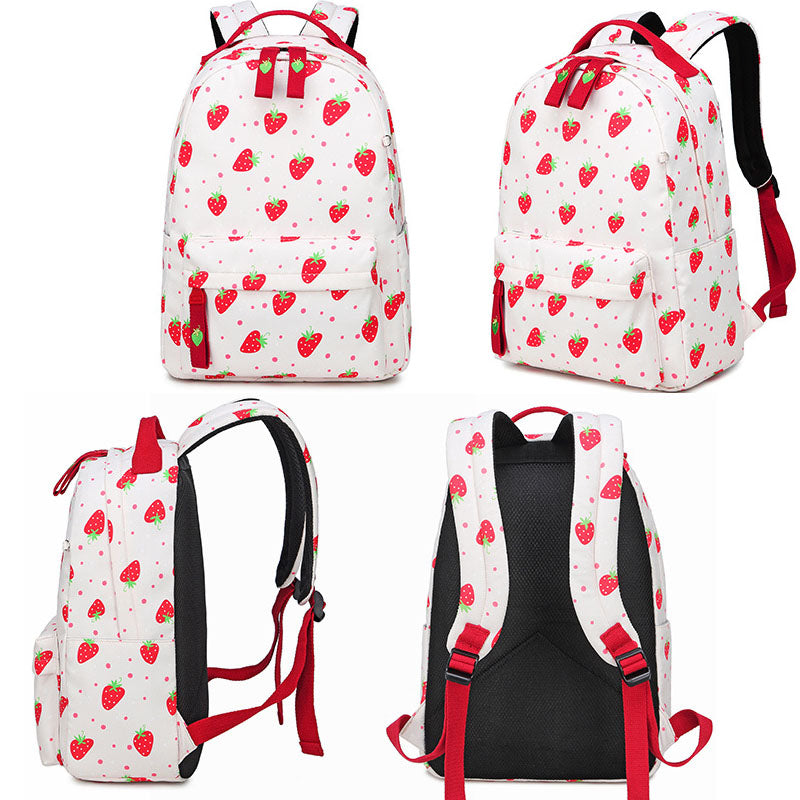 Fruit Printed Backpack Cute Girls Bookbag Middle School Leisure Bag