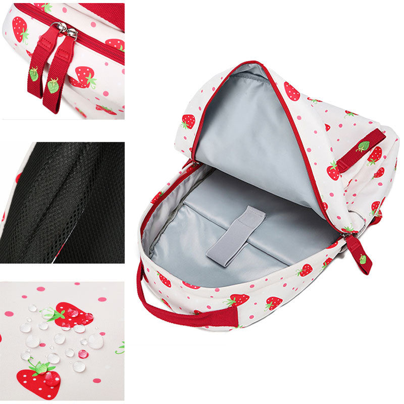 Fruit Printed Backpack Cute Girls Bookbag Middle School Leisure Bag