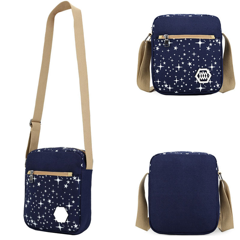 Star Printing Backpack Set Canvas Handbag Book Bag For School Travel