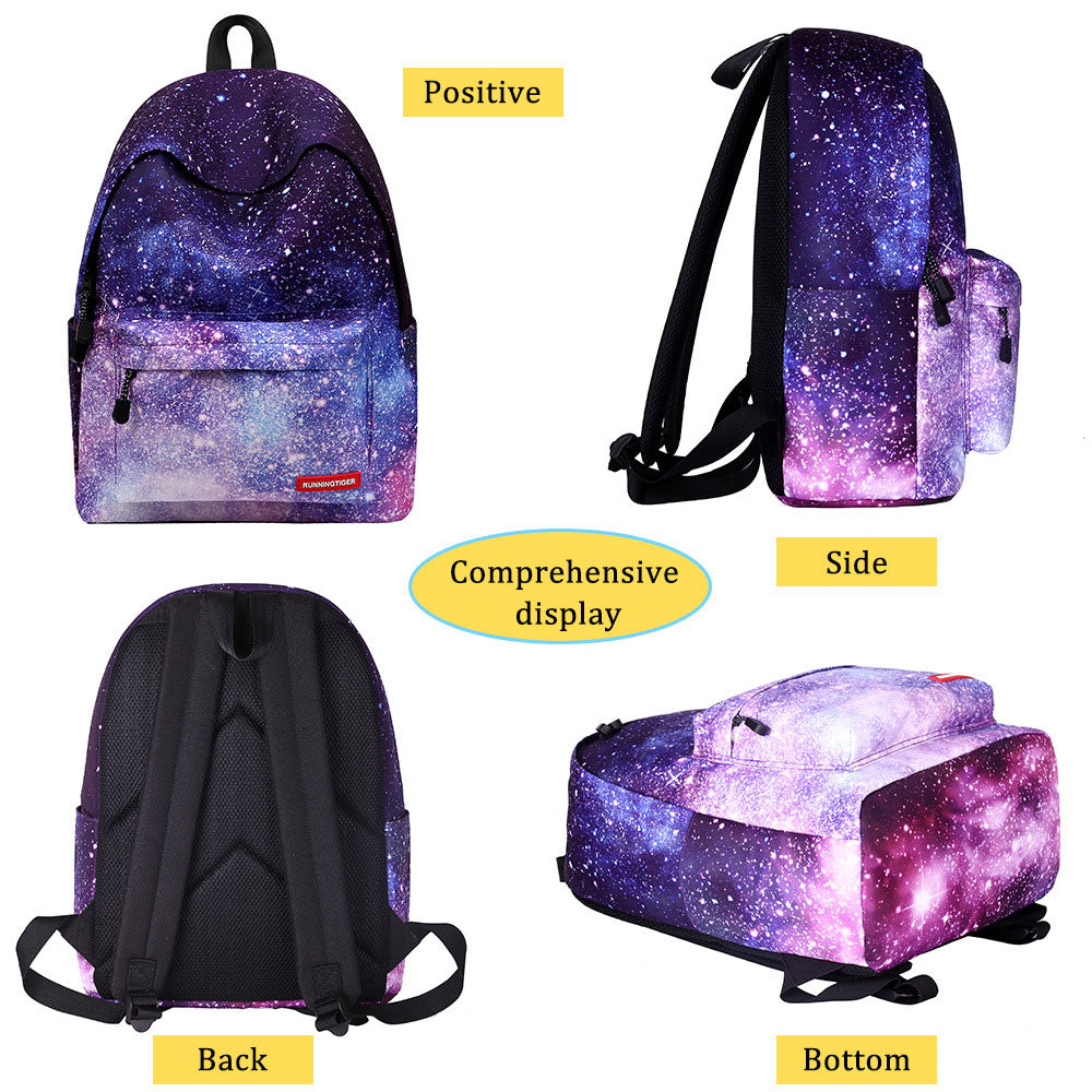 Galaxy Prints School Backpack Set Lunch Bag & Pencil Case Top Level