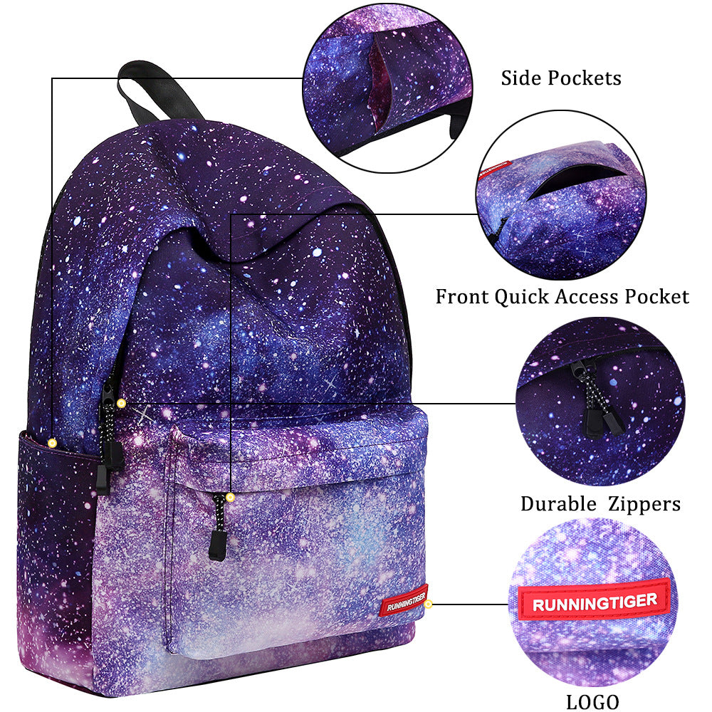 Galaxy Prints School Backpack Set Lunch Bag & Pencil Case Top Level