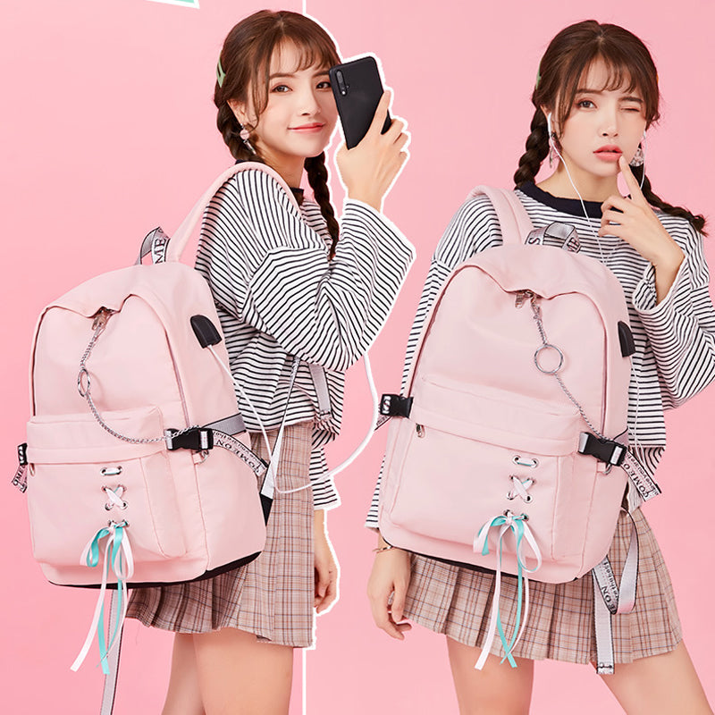 Teen Girls USB Backpack Bookbag Campus Travel Bag for High School Top Level