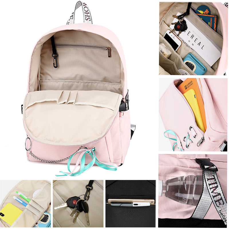 Teen Girls USB Backpack Bookbag Campus Travel Bag for High School Top Level