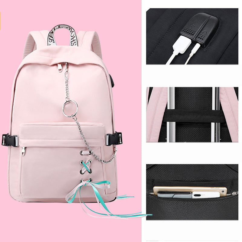 Teen Girls USB Backpack Bookbag Campus Travel Bag for High School Top Level